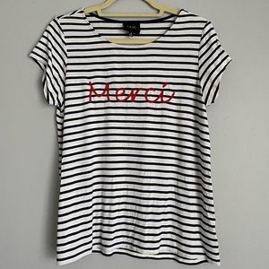 “Merci” Striped Tee